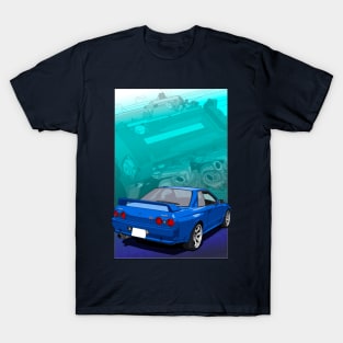 Nissan Skyline GTR R32 (with RB26 background) T-Shirt